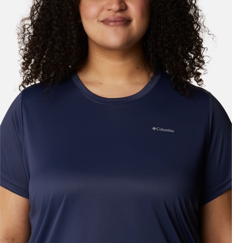 Women's Columbia Hike Short Sleeve Crew T Shirts Navy | Plus Size CA-L648L